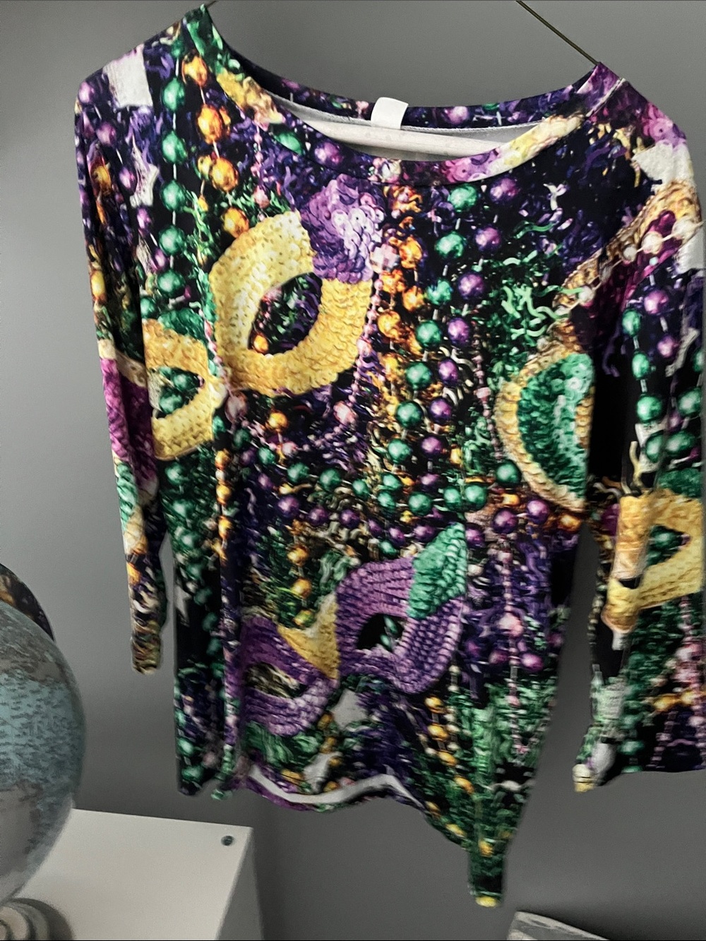 Amazon Purple, Green, Gold Mardi Gras Print Top